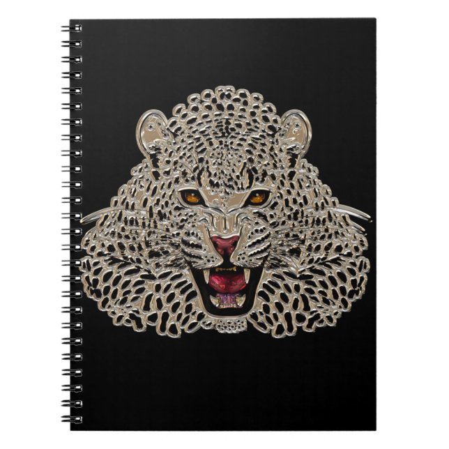 Caderno Espiral Notebook preto e Ouro Tigre (Frente)