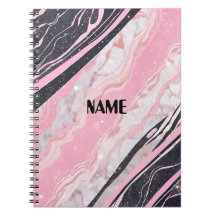 Notebook preto e rosa para mármore