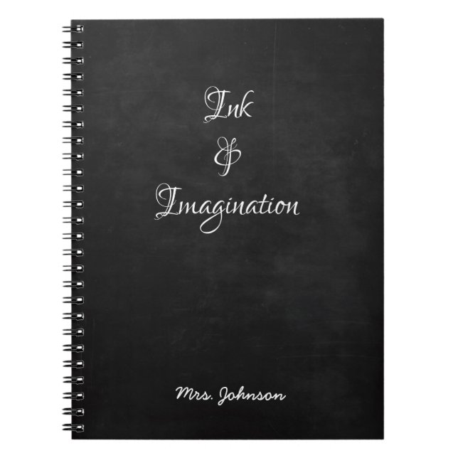 Caderno Espiral Notebook preto na tinta e na imaginação (Frente)