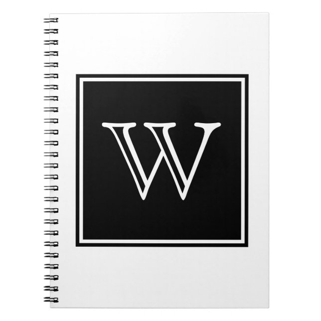 Caderno Espiral Notebook preto-quadrado monograma (Frente)