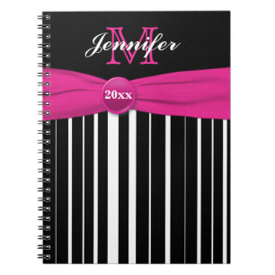 Caderno Espiral Notebook preto-rosa personalizado com distribuição