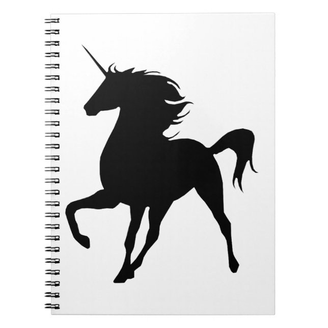 Caderno Espiral Notebook Preto Unicorn Silhouette (Frente)