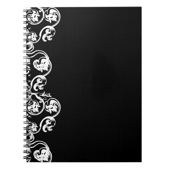 Caderno Espiral Notebook preto Victorian Scroll (Frente)