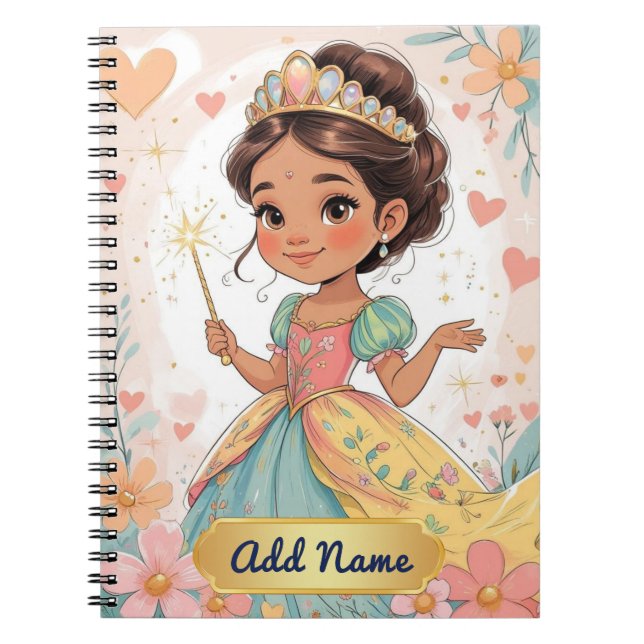 Caderno Espiral Notebook Princesa Bonita - Adicionar Nome (Frente)