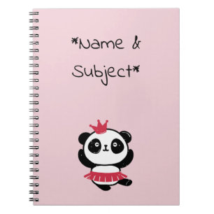 Caderno Espiral Notebook princesa rosa Panda