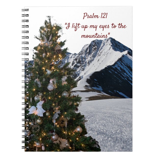 Caderno Espiral Notebook Psalm 121 Árvore de Natal (Frente)