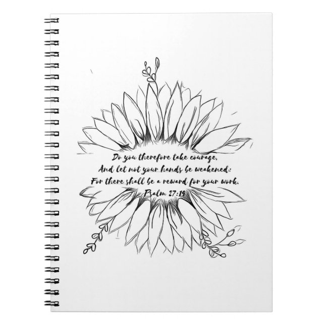 Caderno Espiral notebook psalm 27:14 Verso da Bíblia (Frente)