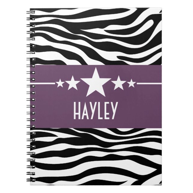 Caderno Espiral Notebook Purple Sassy Star Zebra (Frente)