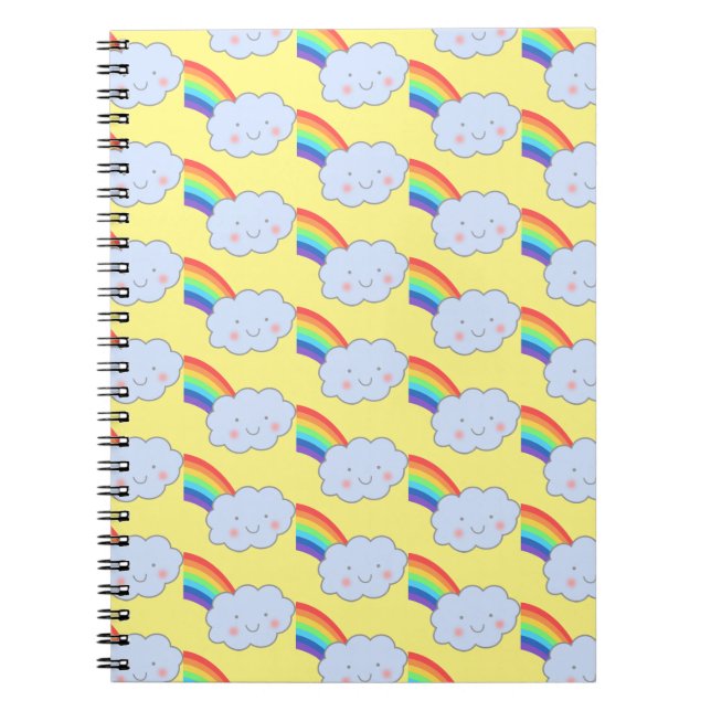 Caderno Espiral Notebook Rainbow e Cloud Cute Modern (Frente)