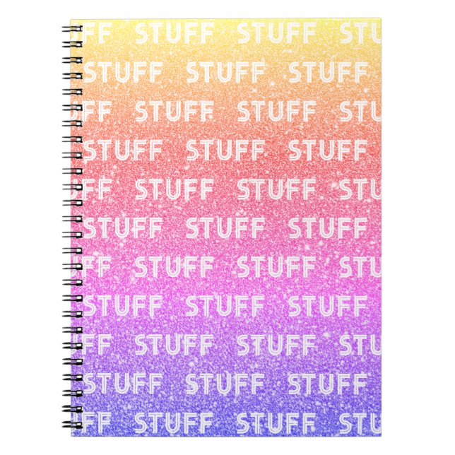 Caderno Espiral Notebook Rainbow Faux Sparkle Stuff Style 1980s (Frente)