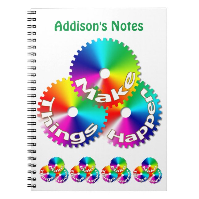 Caderno Espiral Notebook Rainbow Garden Art Deco Floral (Frente)