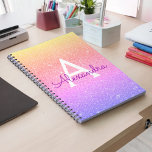 Caderno Espiral Notebook Rainbow Glitter Sparkle Monograma<br><div class="desc">Notebook Dourado,  rosa e roxo Ombre Faux Glitter Sparkle Elegante Monograma para Escola ou Trabalho. O caderno é perfeito para voltar à escola ou para planejar um casamento ou chá de panela</div>