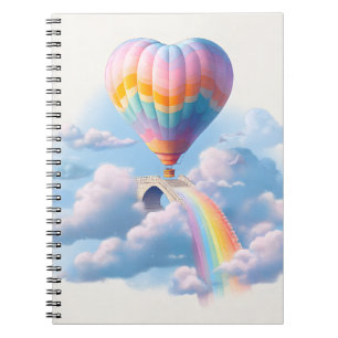 Caderno Espiral Notebook Rainbow Heart Balloon Sky Bridge