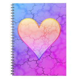 Caderno Espiral Notebook Rainbow Marbled Heart