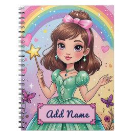 Caderno Espiral Notebook Rainbow Princess Personalizado