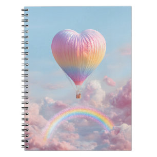 Caderno Espiral Notebook Rainbow Sky, Balão de Coração Rosa