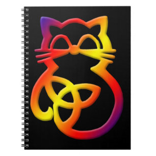 Caderno Espiral Notebook Rainbow Trinity Knot Celtic Cat