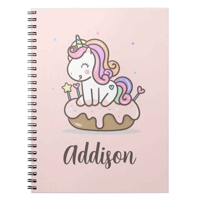 Caderno Espiral Notebook Rainbow Unicorn Cake Personalizado Spiral (Frente)