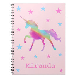 Caderno Espiral Notebook Rainbow Unicorn E Stars