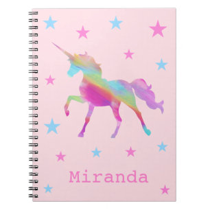 Caderno Espiral Notebook Rainbow Unicorn E Stars