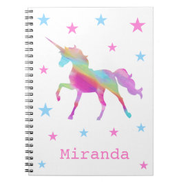 Caderno Espiral Notebook Rainbow Unicorn E Stars