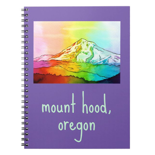 Caderno Espiral Notebook Rainbow Watercolor Mount Hood (Frente)