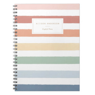 Caderno Espiral Notebook Rainbow Watercolor Stripe