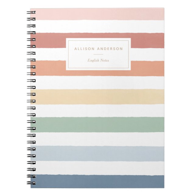 Caderno Espiral Notebook Rainbow Watercolor Stripe (Frente)