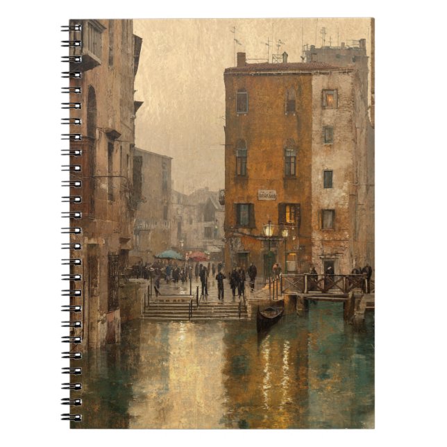 Caderno Espiral Notebook Rainy Venice Canal Street (Frente)