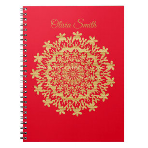 Caderno Espiral Notebook Real Dourado Red Mandala