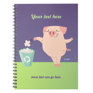 Caderno Espiral Notebook Reciclagem Piggy