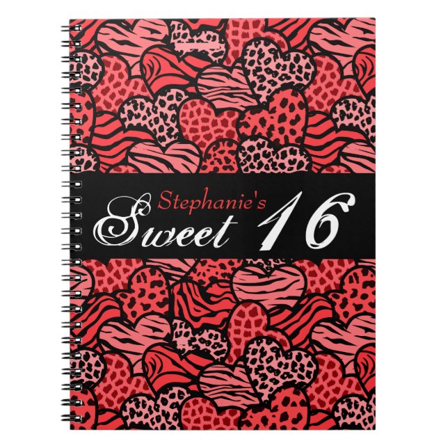 Caderno Espiral Notebook Red Animal Standard Hearts Sweet 16 (Frente)