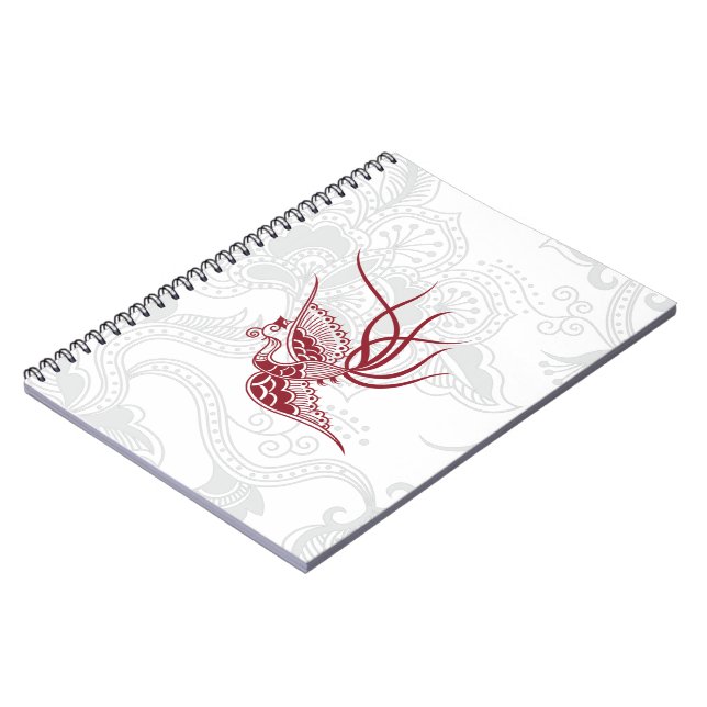 Caderno Espiral Notebook Red Bird e Floral (Left Side)