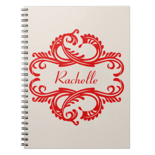 Caderno Espiral Notebook Red Chic Damask