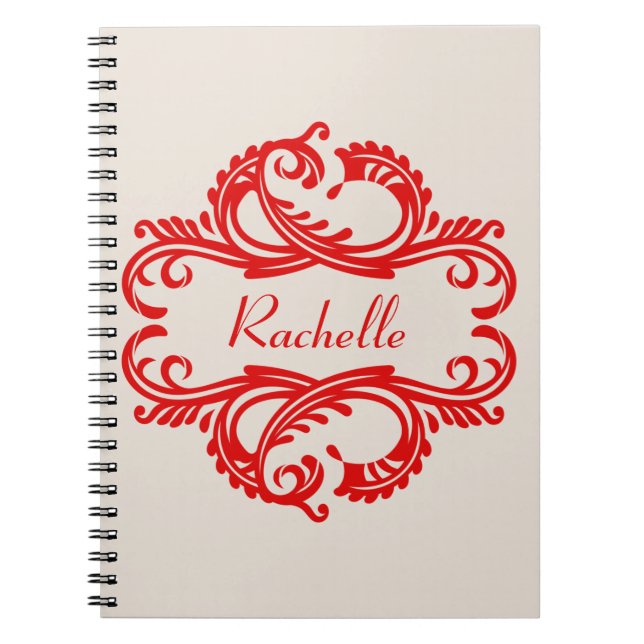 Caderno Espiral Notebook Red Chic Damask (Frente)