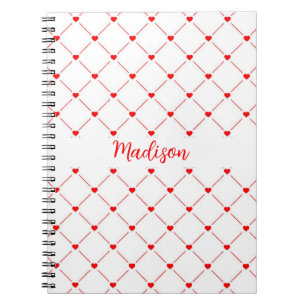 Caderno Espiral Notebook Red Hearts And Lines