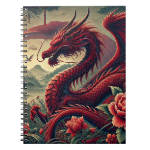 Caderno Espiral Notebook Red Japonês Espiral   Elegante asiático
