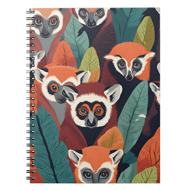 Caderno Espiral Notebook Red Lemur - Design brilhante inspirado na (Frente)