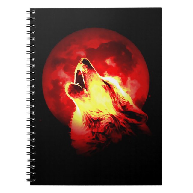 Caderno Espiral Notebook Red Night & Howling Wolf (Frente)