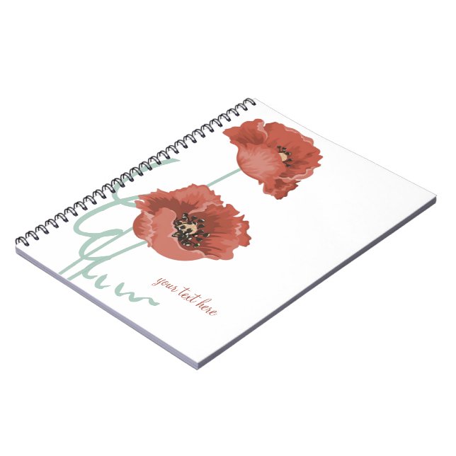 Caderno Espiral Notebook Red Peonies (Left Side)
