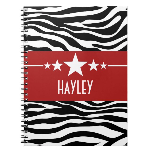 Caderno Espiral Notebook Red Sassy Star Zebra (Frente)