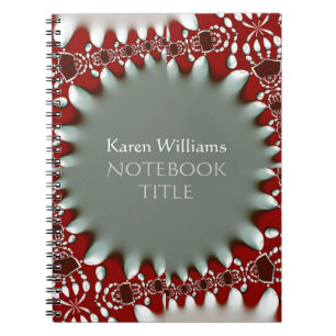 Caderno Espiral Notebook Red Silver Abstrato Batik
