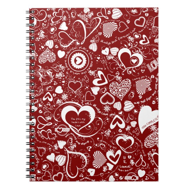 Caderno Espiral Notebook Red Spiral Doodles Love (Frente)