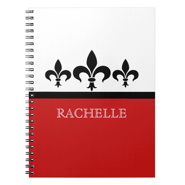 Caderno Espiral Notebook Red Swanky Fleur De Lis (Frente)