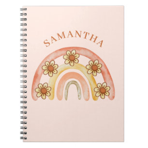 Caderno Espiral Notebook Retro Boho Rainbow Name Spiral Photo