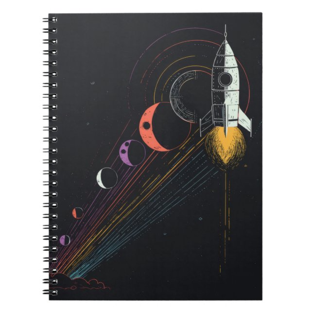 Caderno Espiral Notebook Retro Rocket Cosmic Journey (Frente)