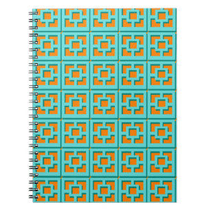 Caderno Espiral Notebook Retro Turquoise e Orange Spiral