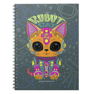Caderno Espiral Notebook Robot Cat
