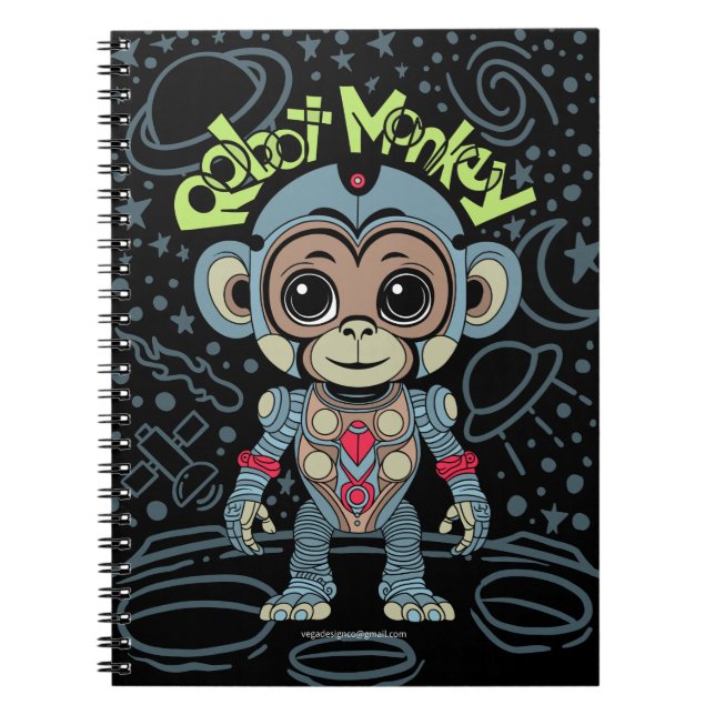 Caderno Espiral Notebook Robot Monkey Spiral (Frente)