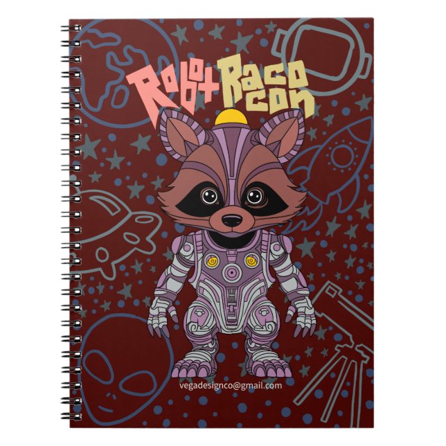 Caderno Espiral Notebook Robot Raccoon Spiral (Frente)